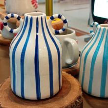 Load image into Gallery viewer, Azure Stripe Ceramic Vase