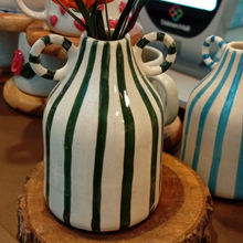 Load image into Gallery viewer, Azure Stripe Ceramic Vase
