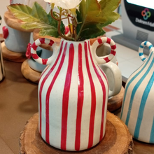 Load image into Gallery viewer, Azure Stripe Ceramic Vase
